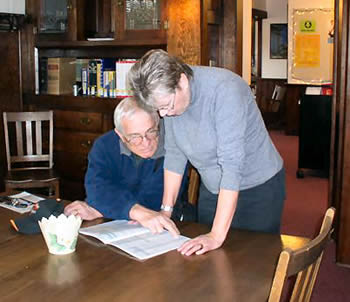 Patron couple using the library